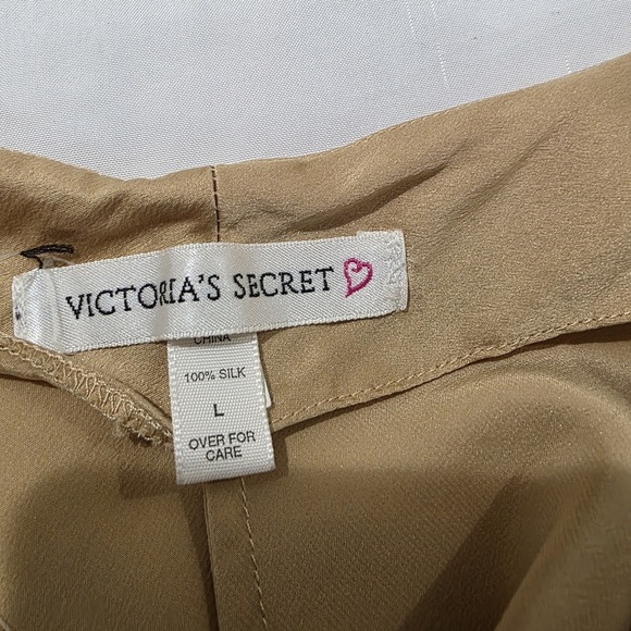 Vintage Victorias Secret Silk Slip Dress Large Gold Floral Embroidered Coquette - Picture 7 of 8